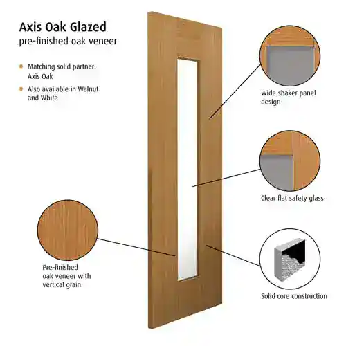 JB Kind Axis Oak Glazed Internal Door - Image 2