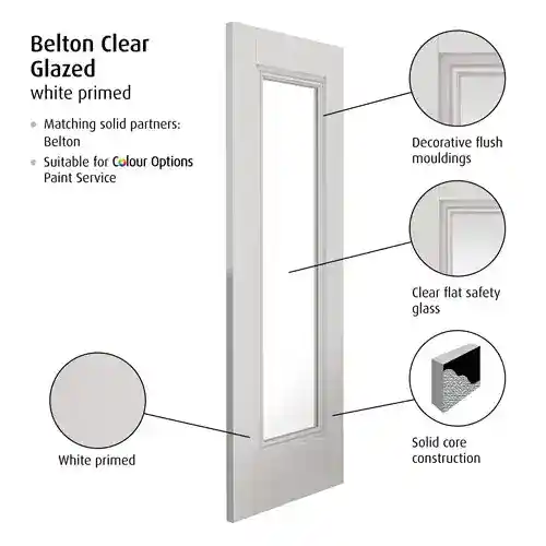 JB Kind Belton Clear Glazed Internal Door - Image 2