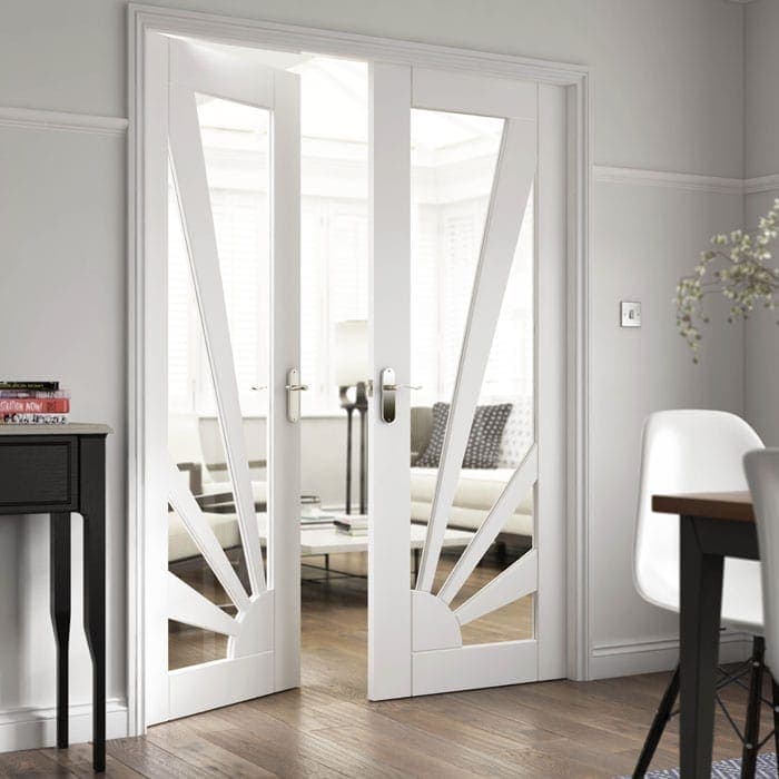 JB Kind Aurora Clear Glazed White Internal Door - Image 3