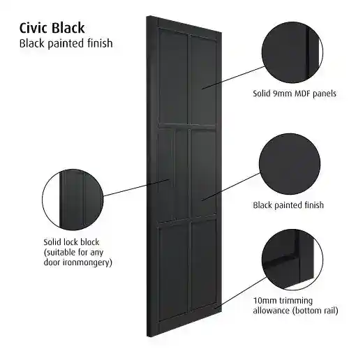 JB Kind Civic Black Internal Door - Image 2