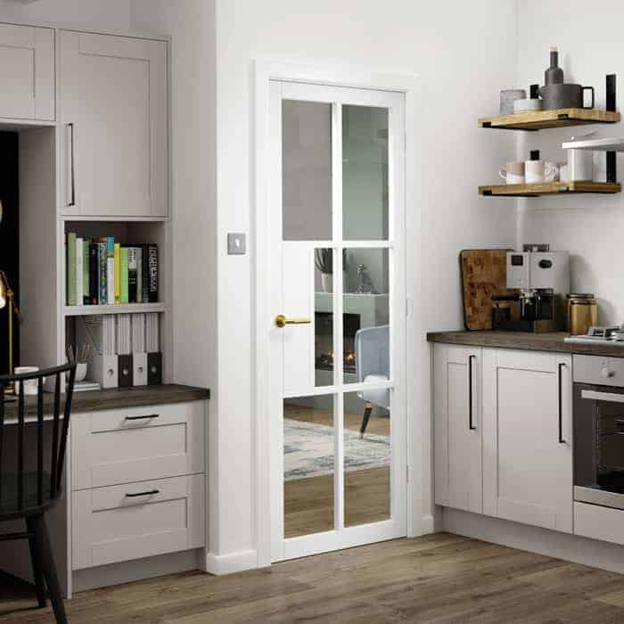 JB Kind Civic White Clear Glazed Internal Door - Image 3