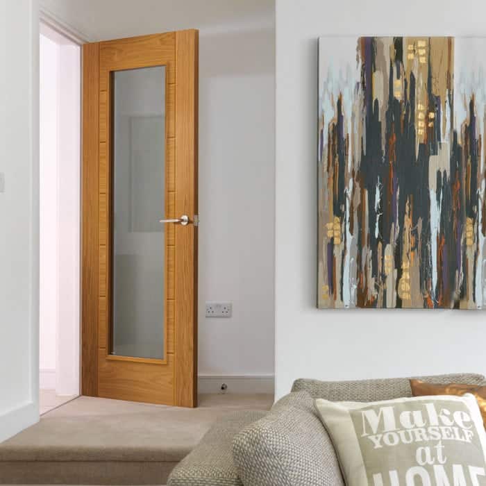 JB Kind Palomino Oak Clear Glazed Internal Door - Image 3