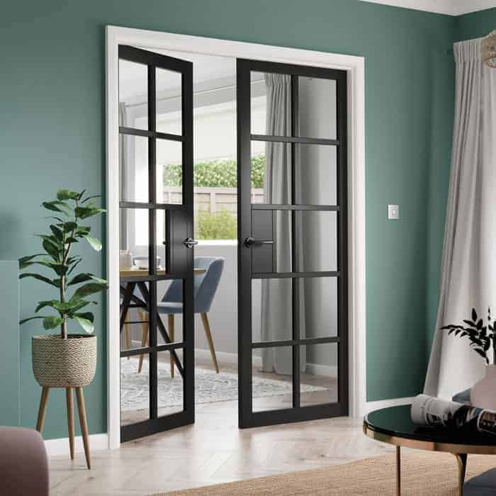 JB Kind Plaza Black Clear Glass Internal Door - Image 3