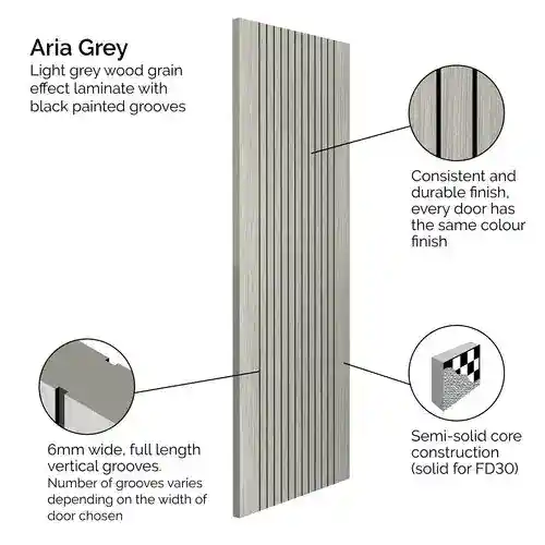 JB Kind Aria Grey Internal Door - Image 2