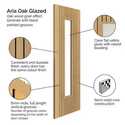 JB Kind Aria Oak Glazed Internal Door - Image 2