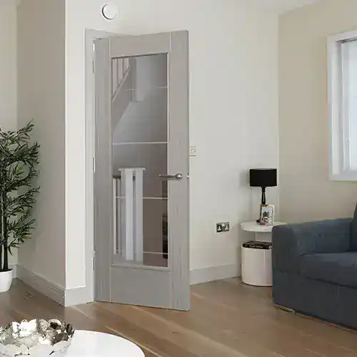 JB Kind Tigris Light Grey Full Glazed Laminate Internal Door - Image 4