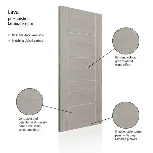 JB Kind Tigris Light Grey Laminate Internal Door - Image 2