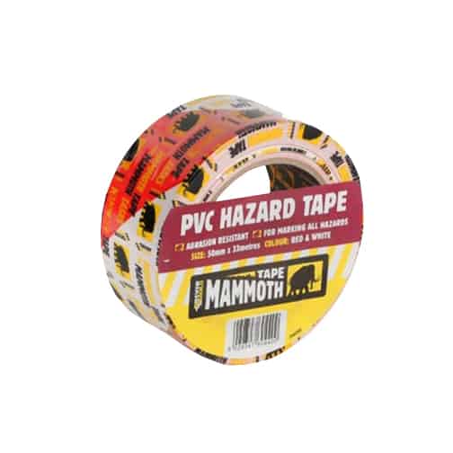 Mammoth Pvc Hazard Tape Red & White 50m