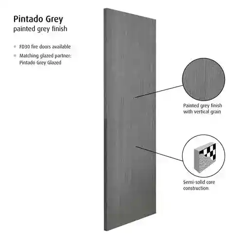 JB Kind Pintado Grey Painted Internal Door - Image 2