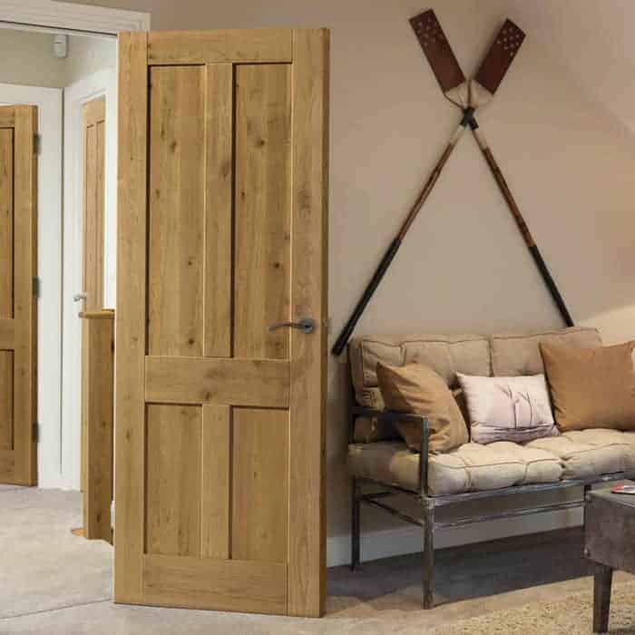 JB Kind Rustic Oak 4 Panel Internal Door - Image 3