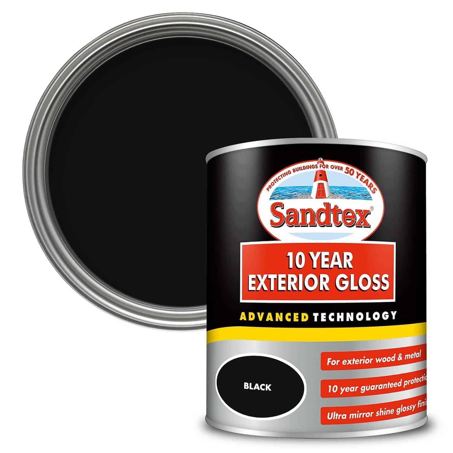 Sandtex 10 Year Exterior Gloss Paint Black 750ml