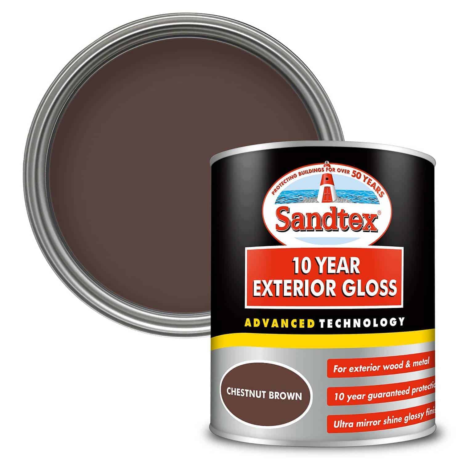 Sandtex 10 Year Exterior Gloss Paint Chestnut Brown 750ml