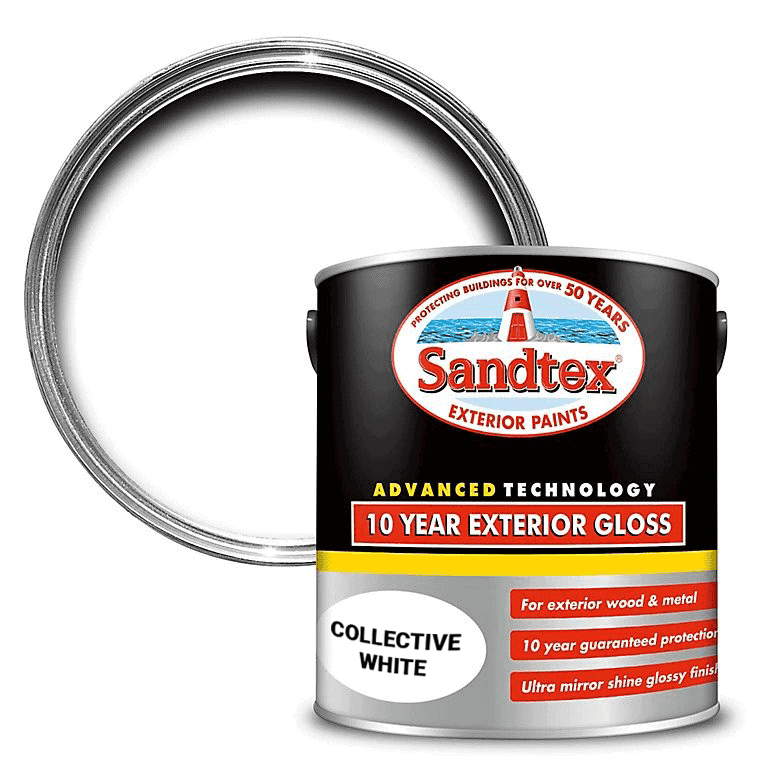 Sandtex 10 Year Exterior Gloss Paint Collective White 750ml