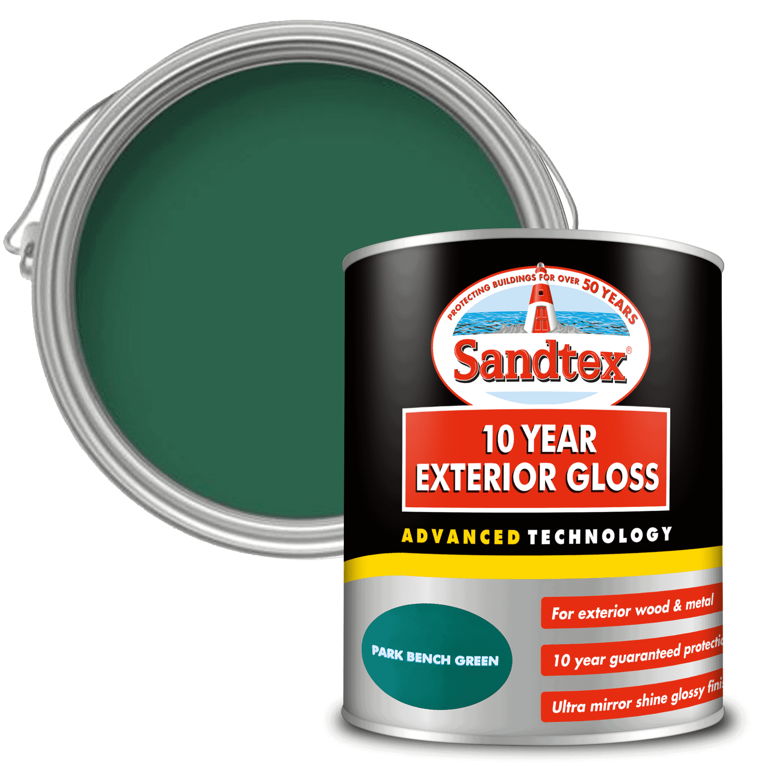 Sandtex 10 Year Exterior Gloss Paint Park Bench Green 750ml