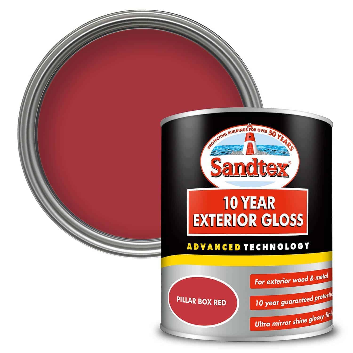 Sandtex 10 Year Exterior Gloss Paint Pillar Box Red 750ml