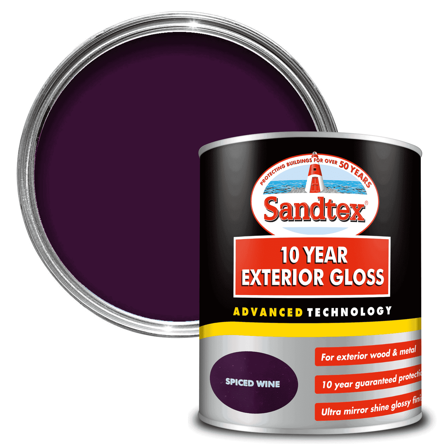 Sandtex 10 Year Exterior Gloss Paint Spiced Wine 750ml