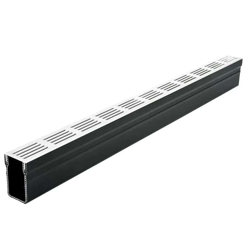 Aco Slimline Silver Aluminium Channel 1m