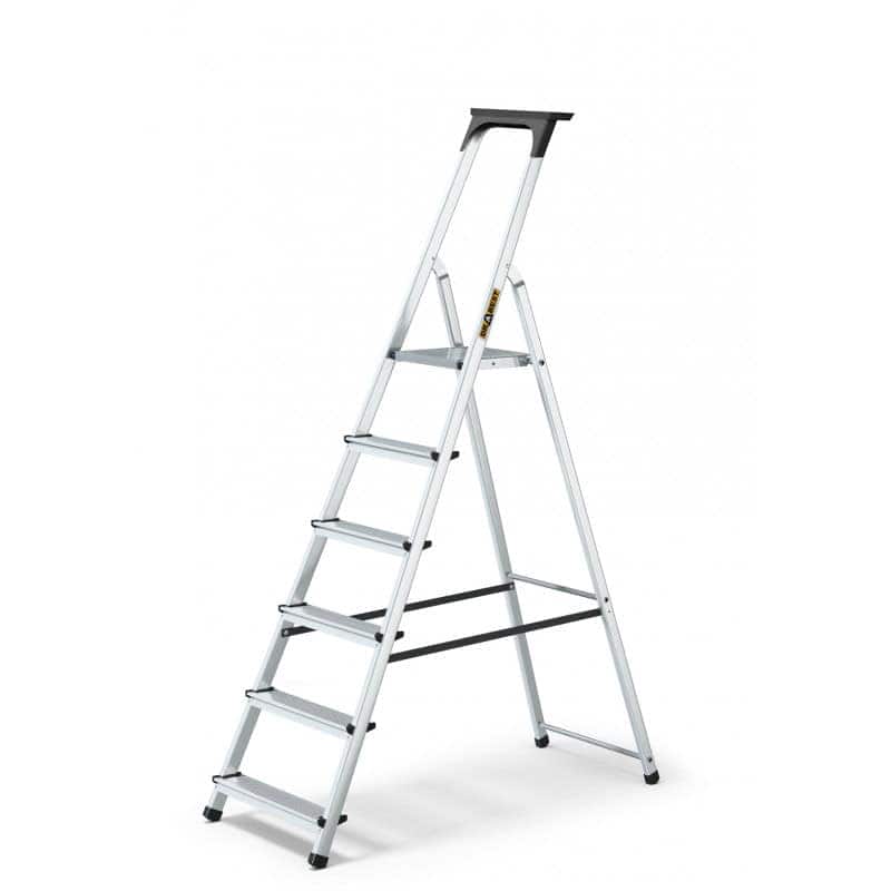 Aluminum 6-Step Household Ladder With Tool Shelf 125 Kg