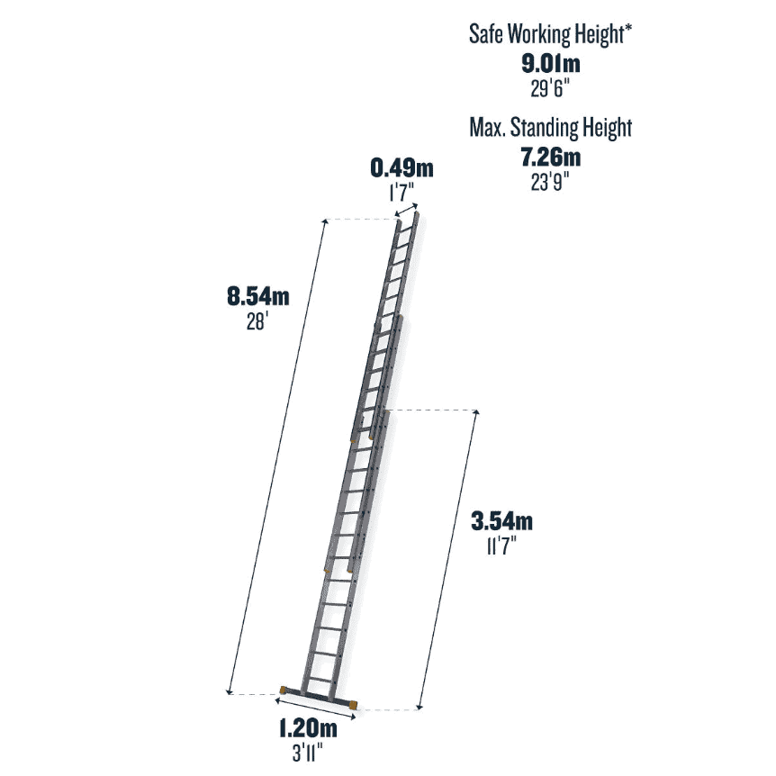 Werner D Rung Extension Ladder 3.54M Triple - Image 4