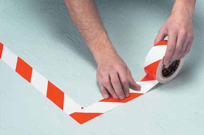 Mammoth Pvc Hazard Tape Red & White 50m - Image 2