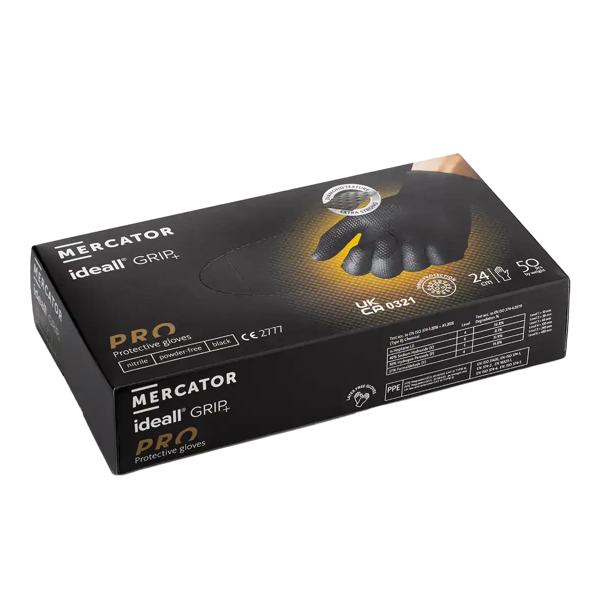 Mercator Ideall Grip Nitrile Gloves - Black - Image 2