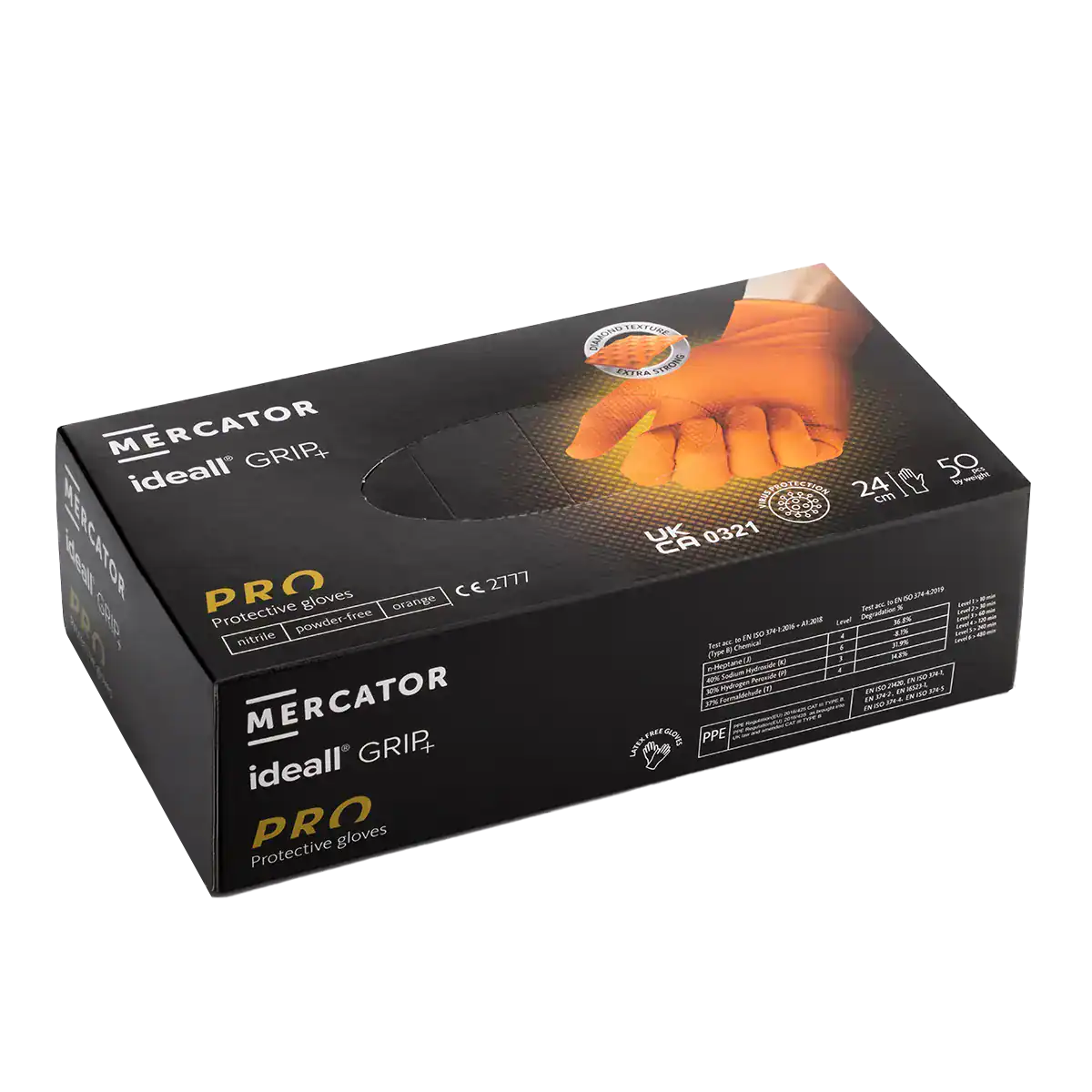 Mercator Ideall Grip Nitrile Gloves - Orange - Image 2