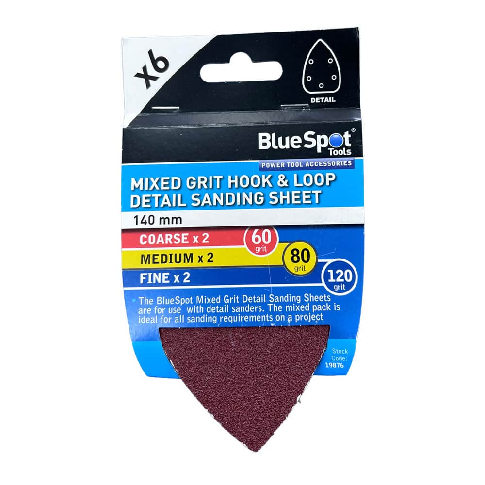 Mixed Grit Hook & Loop Detail Sanding Sheets - 6 pack